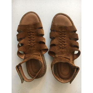 BORN Women's 6 Brown Leather Sandals Espadrille Sandals Braided